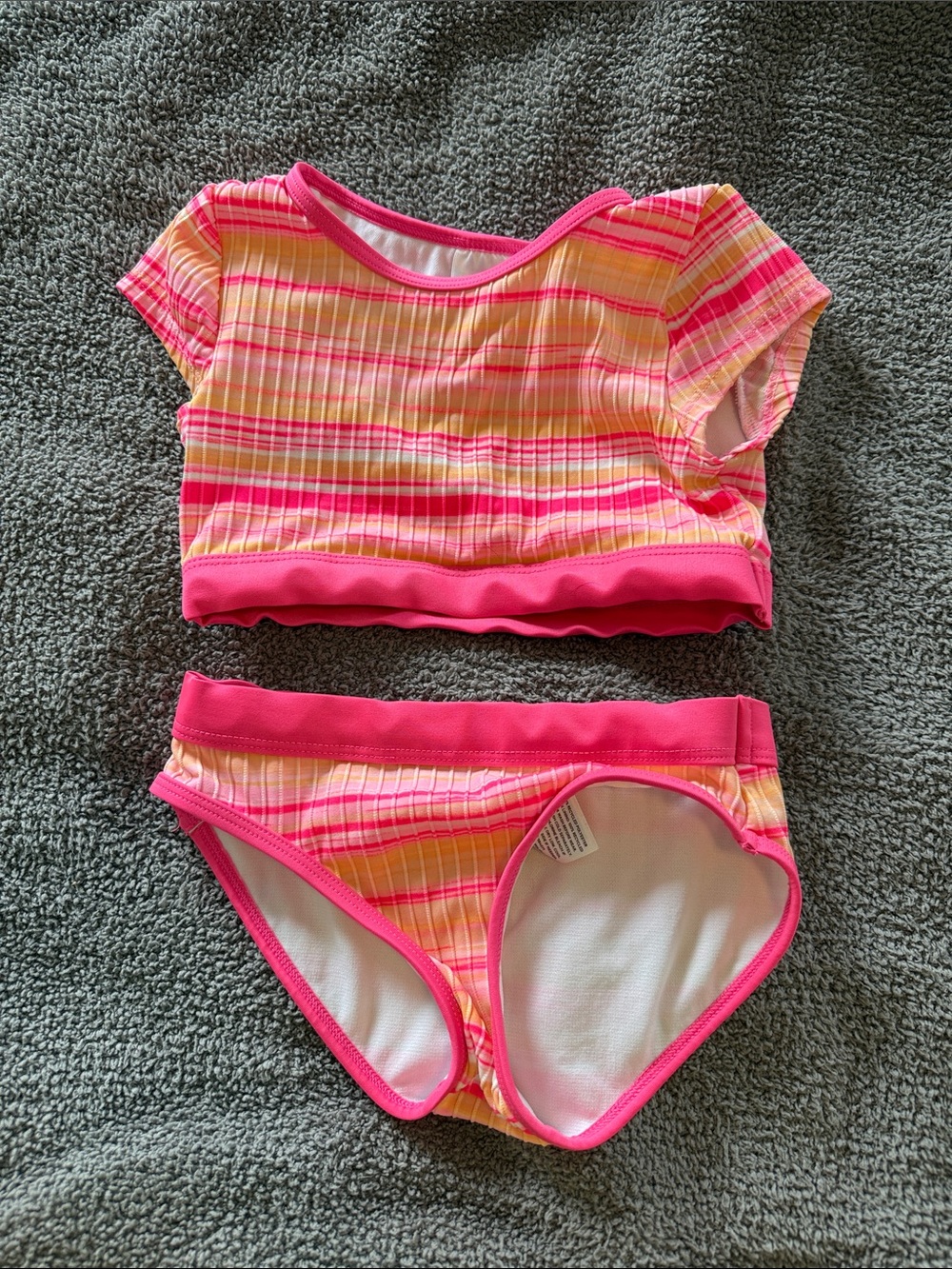 art class Pink & Yellow Stripe Two-Piece Swim Set